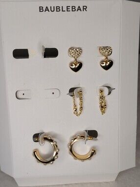 BaubleBar Goldtone & Faux Pearl Multi-Pair Earring Set - Hearts, Chains & Hoops